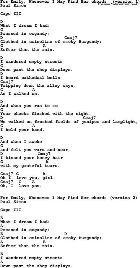 for emily lyrics|More.